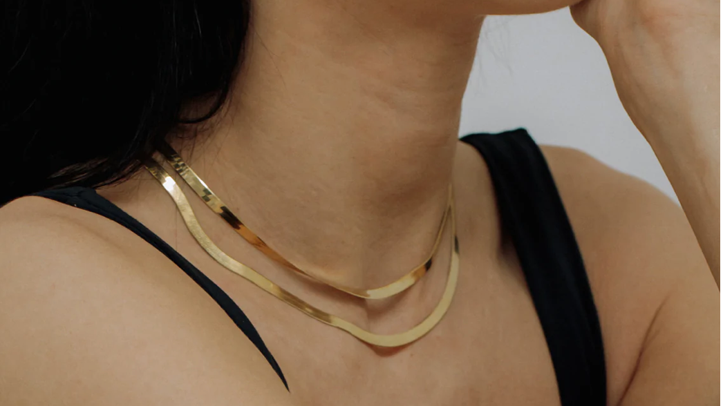 Cut Diamond Herringbone Necklace – Saffy Jewels