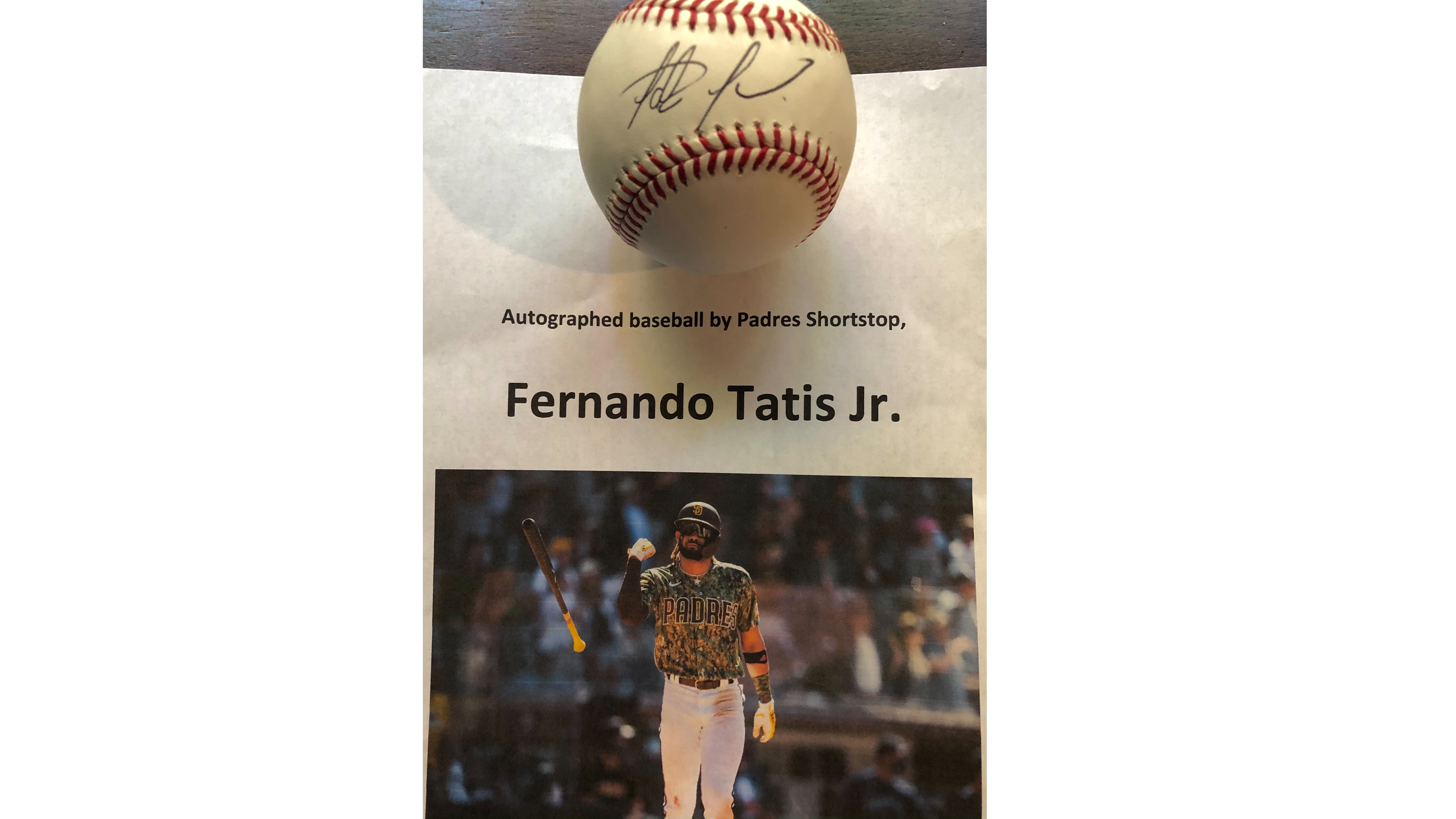 Fernando Tatis Jr. Autographed Signed . San Diego Padres Flat