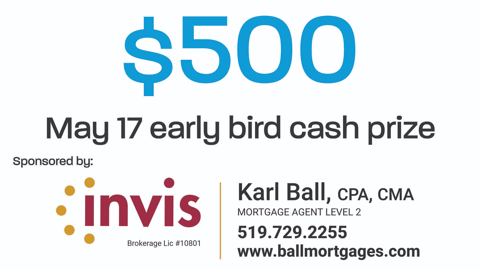 Early Bird $500 draw 1