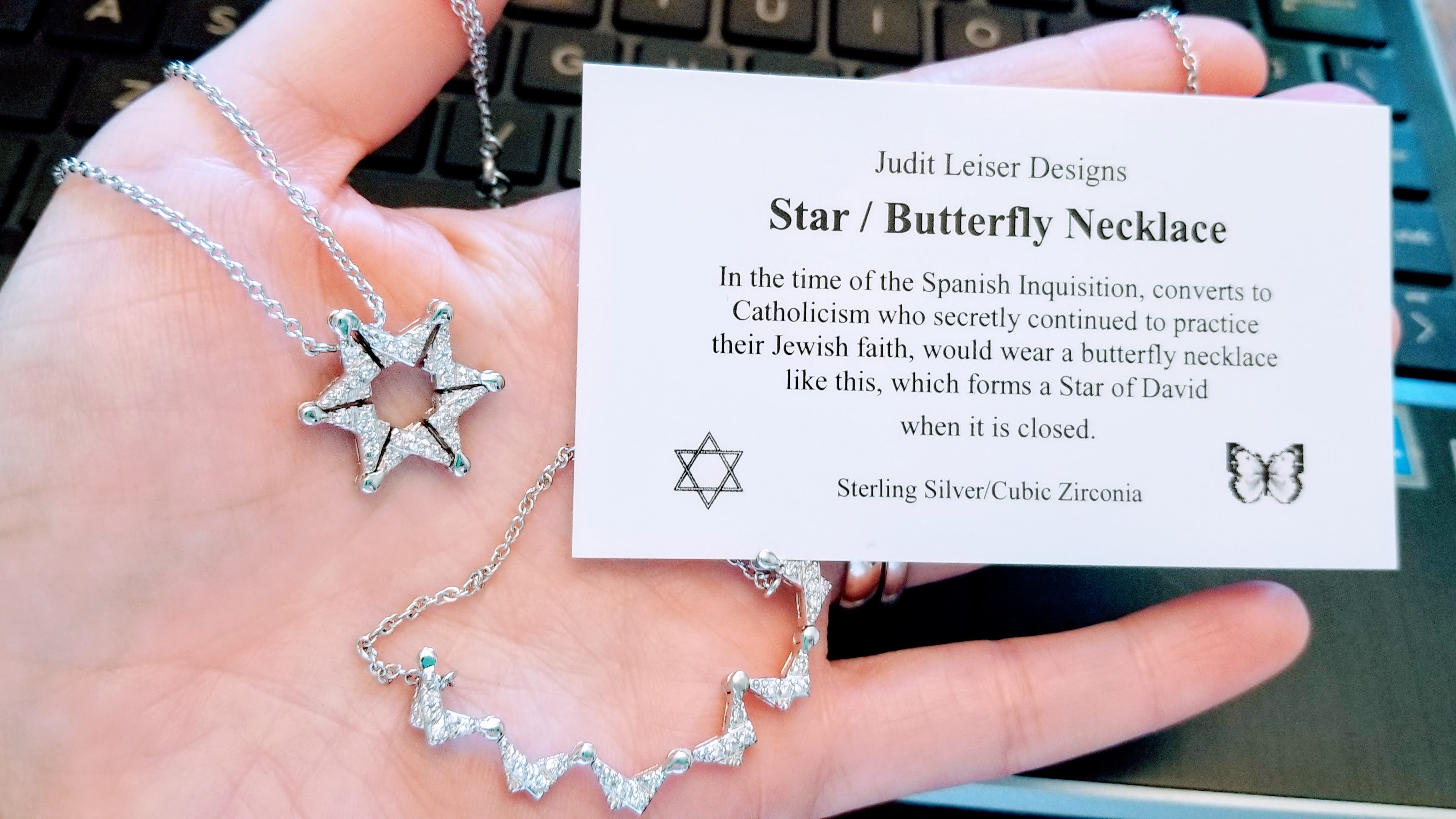 Butterfly Star of David Necklace — The Weitzman Museum Store